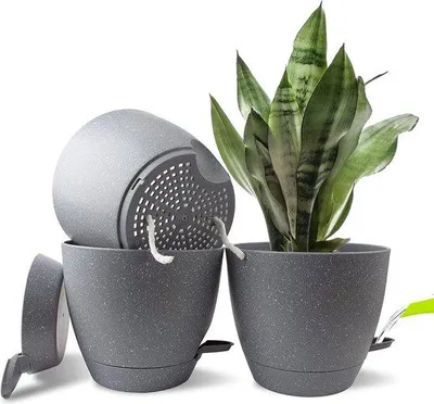 Produktbild von Famanu Pflanztopf Set mit Selbstbewässerung - 3 Stück, Durchmesser 15 cm