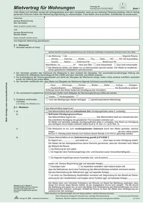 Produktbild von RNK Verlag 523/10 Universal-Mietvertrag für Wohnungen - SD, 3 x 2 Blatt, DIN A4, 10 Stück