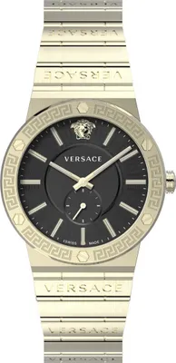 Produktbild von Versace VEVI00821 Greca Logo schwarz gold Edelstahl Armband Uhr Herren NEU