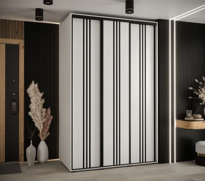 Obrázek produktu pro Šatní skříň YVONA 6 - 150/60 cm, bílá / černá