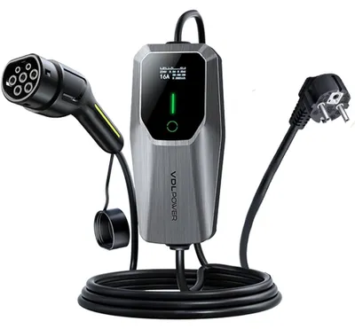 Image de Câble de recharge pour voiture électrique, 3,68 kW, 5 mètres, type 2, étanche (IP65)