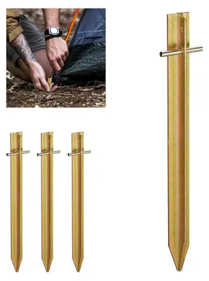 Produktbild von Zeltheringe 30 cm, Stahl T-Profil, 4er Set, Relaxdays, stabil, Camping, Garten