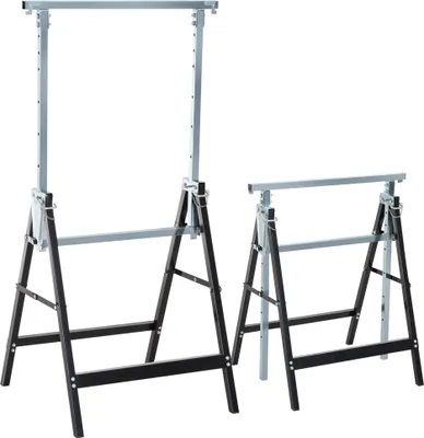 Produktbild von 2 x Gerüstbock Unterstellbock Klappbock höhenverstellbar bis 200kg Stahl Schwarz 68 x 58 x 80-130 cm