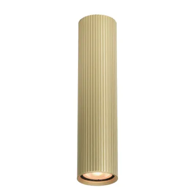Image de Plafond spot moderne or rayé tube rond 24 cm pour salon cuisine 1xGU10 10W RILOK Italux
