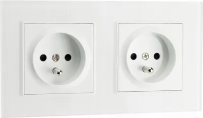 Zdjęcie produktu dla 2x Kontakt Gniazdo Elektryczne Pojedyncze Szklane Fi60 z Uziemieniem Białe