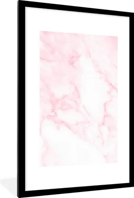 Produktbild von MuchoWow® Gerahmtes Poster Marmor - Weiß - Rosa - Chic - Marmoroptik 60x90 cm - Poster mit Schwarzem Bilderrahmen Wandposter Rahmen Foto Bilder - Dekoration - Wandposter Wohnzimmer - Hochwertig