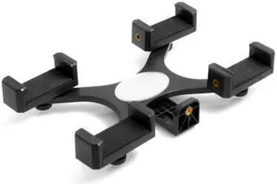 Produktbild von System-S Stativ Aufsatz mit 1/4 Gewinde Halterung Tripod Monopod Adapter Halter Stativadapter für 4x Smartphone von 56 mm - 72 mm stufenlos verstellbar