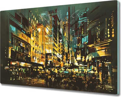 Produktbild von Coloray Kochplattenabdeckung Herdabdeckplatte 80x52 cm Hackbrett Schneidebrett Küchenbrett - city-Nacht
