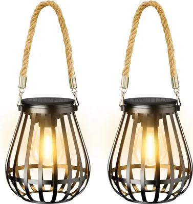 Produktbild von Solarlaterne Für Außen 2 Stück Metall Hängend IP65 Wasserdicht Mit LED Warmweiß Für Garten Terrasse Balkon