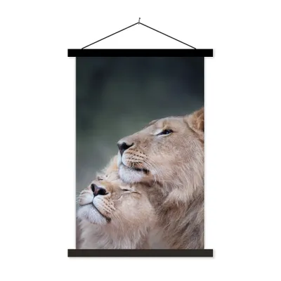 Produktbild von MuchoWow® Textilposter Löwe - Wilde Tiere - Big Five 120x180 cm mit schwarzem Rahmen - Fotos