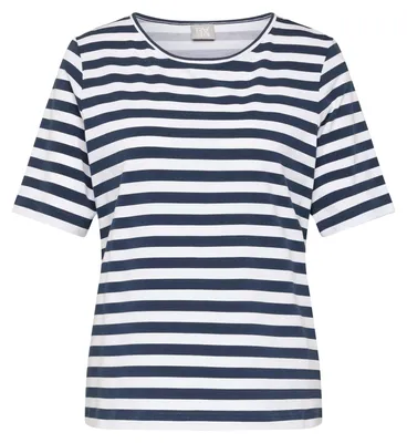 Produktbild von RABE T-Shirt Dunkelblau Größe 46 mit Streifenmuster, Rundhalsausschnitt und Halbarm