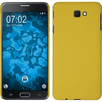 Produktbild von PhoneNatic Case kompatibel mit Samsung Galaxy J7 Prime - Hülle gelb gummiert Hard-case + 2 Schutzfolien
