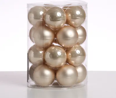 Christbaumkugel - Weihnachtsbaumkugel - Glas - D: 6cm - glänzend und matt - champagner - 20er Set