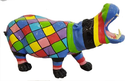 Zdjęcie produktu dla Ręcznie wykonana abstrakcyjna statuetka figury Kolorowa rzeźba figury 60 cm Hipopotam