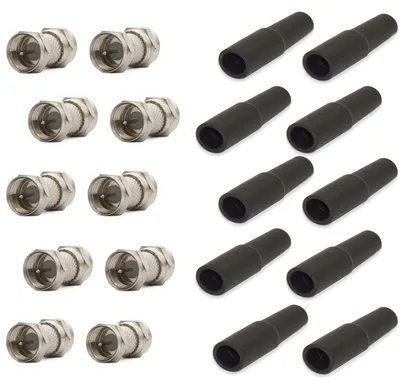 Produktbild von 10x F-Stecker Adapter F-Doppelstecker SAT Kabel Verbinder Männlich + 10x Gummidichtung