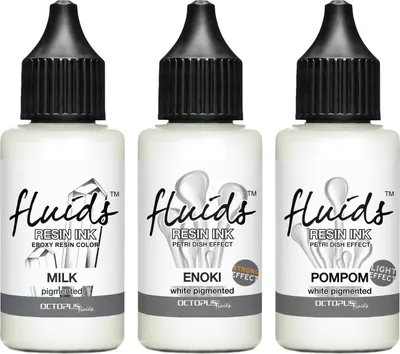 Immagine prodotto di 3 x 30 ml Octopus Fluids Resin Ink Set - Inchiostro alcolico per Resin Art e per colorare la resina epossidica, bianco