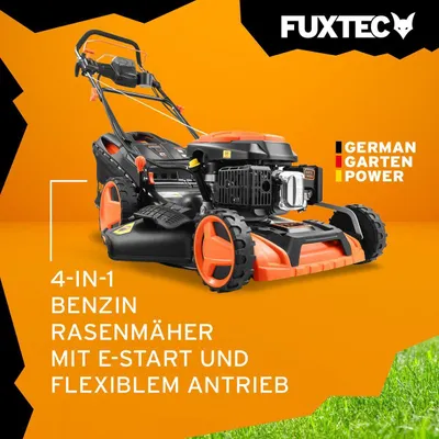 Produktbild von FUXTEC Benzin Rasenmäher | Motormäher 6PS | Benzinmäher mit Antrieb + E-Start + FlexSpeed | 510mm | 196ccm | 36kg | 60L | ab 1001m² | FX-RM5196eSPRO