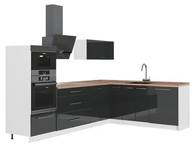 Immagine prodotto di Cucina angolare completa Vicco Fame-Line Antracite lucido/Bianco 287 x 60 cm, PL Rovere, Model 63526