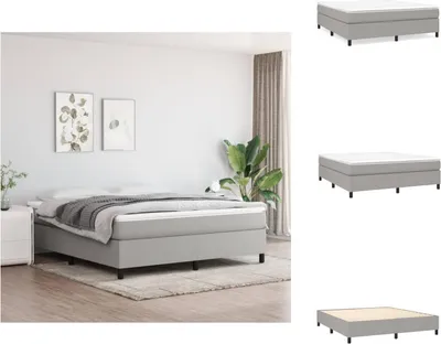 Image de vidaXL Lit Boxspring Gris clair 160x200 cm Tissu - Lits et Sommiers