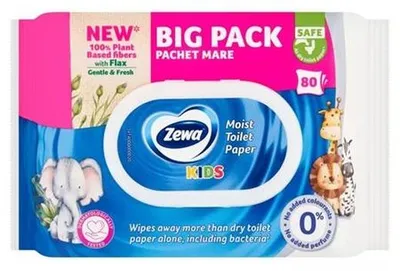 Toaletný papier, vlhčený, 80 ks, ZEWA "Kids"