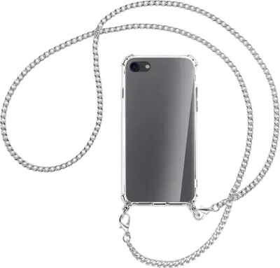 Produktbild von Handykette Backcover-Schutzhülle mit Band (Metall silberfarben) für Apple iPhone 7, iPhone 8 - silberfarbene Kette