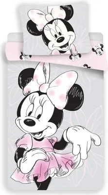 Produktbild von Minnie Mouse Wendebettwäsche Set 2 TLG. grau/rosa 140x200 cm, 70x90 cm, 100% Baumwolle