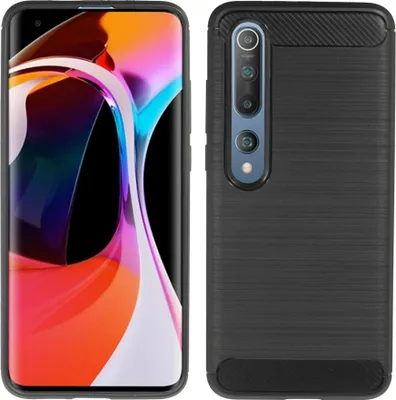 Produktbild von cofi1453® Silikon Hülle Bumper Carbon kompatibel mit XIAOMI MI 10 PRO Case TPU Soft Handyhülle Cover Schutzhülle Schwarz