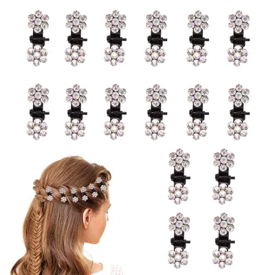 Produktbild von 16 Stück Mini Klaue Strass Haarspangen | Damen Mädchen Kinder Haarclips | Glitzer Zähne Clips für Hochzeit Tanzparty, Weiss