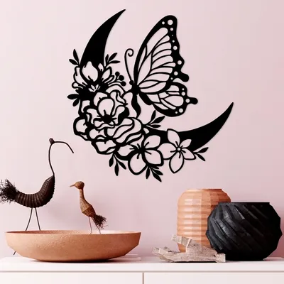 Produktbild von Wallity, Butterfly- TNL2020, Schwarz, Sonstige Wohndekorationen, 47 x 1,5 x 49 cm, 100% Metall (Dicke: 1