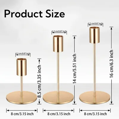 Immagine prodotto di Candele portacandele, set di 6 pezzi, metallo, color oro, per decorazioni da tavola