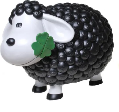 Produktbild von Dekofigur Schaf Schwarz mit Kleeblatt 33cm x 23,5 cm x 22cm
