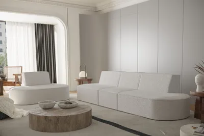 Produktbild von Sofaset Designersofa Set 3-1 MILOT in Stoff Ascot Bukla Creme