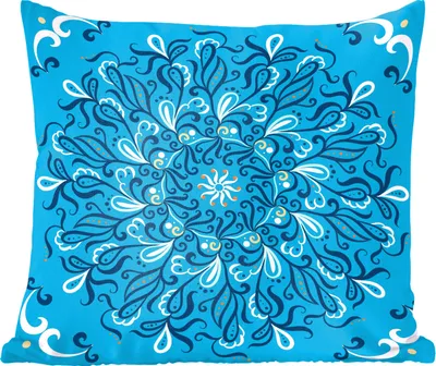 Produktbild von MuchoWow® Zierkissen Sofakissen Wohnzimmer Dekokissen 40x40 cm Mandala - Blau - Muster - Foto Kissen - Schlafzimmer Dekoration