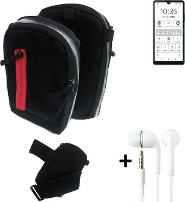 Produktbild von K-S-Trade Outdoor Gürteltasche Holster Umhängetasche + Kopfhörer kompatibel mit Sony Xperia Ace II schwarz Handy Tasche Case travelbag Schutzhülle