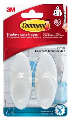 Produktbild von COMMAND Glacé Wasserfeste Haken, Weiß, 1,3 kg, 2er-Pack