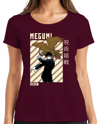 Obrázek produktu pro Dámské tričko MEGUMI Jujutsu Kaisen 呪術廻戦 Fushiguro Shikigami Anime Aesthetics, vínová, M
