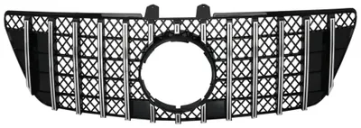 Image de Calandre pour Mercedes ML W164 restylée (modèles de 07.08 à 11), style GTR Panamericana, noire avec éléments chromés.