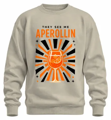 Immagine prodotto di Felpa con cappuccio, stile retrò estivo, con scritta "They See Me Aperollin Spritz Cocktail", colore naturale, taglia M