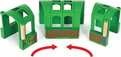 Image de Tunnel flexible BRIO 63370900 Ensemble de tunnels (3 pièces) - Marron, Vert