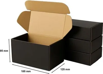 Produktbild von Karton mit Stanzform 185 x 125 x 85 (außen) Schwarz, 10er-Set