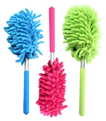 3er-Set Teleskop-Staubwedel aus Chenille + Edelstahl, 75 cm