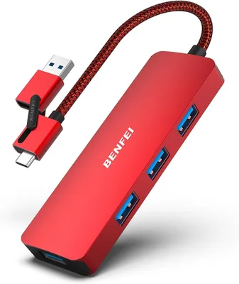 Produktbild von BENFEI 2 in 1 USB Typ A/C Hub Mit 4 USB 3.0-Anschlüssen - Kompatibel für iPhone 15 Pro/Max, MacBook Pro/Air 2023, iPad P