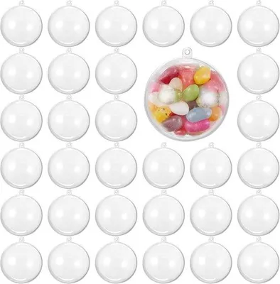 Produktbild von Famanu Weihnachtskugeln Transparent zum Befüllen - 48 Stück