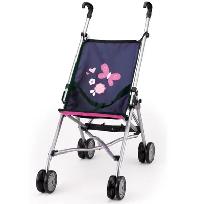 Image de Bayer Design 30113AA Poussette canne pour poupée, roues doubles, ceinture de sécurité, en métal