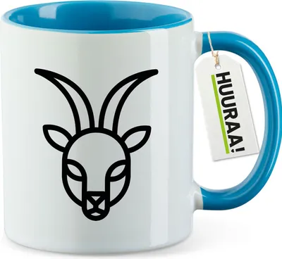 Produktbild von Huuraa Kaffeetasse Steinbock Sternzeichen Symbol 330ml Blau Keramik Kaffeebecher Geschenkidee