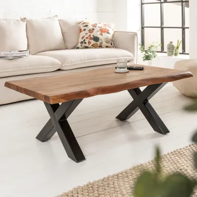 Produktbild von riess-ambiente Massivholz Couchtisch MAMMUT 110cm Akazie Baumkante honey finish 3,5cm Tischplatte Beistelltisch Tisch