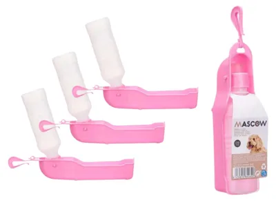 Produktbild von Reiseflasche mit Napf für Hunde, 250 ml, ANIMAL, rosa, 2. Wahl
