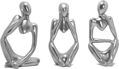Image de Ensemble de 3 figurines abstraites représentant des penseurs, décoration moderne
