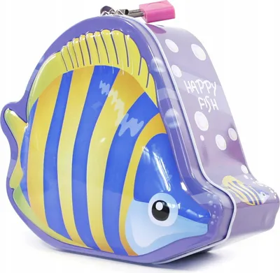 Produktbild von Spardose mit Schloss Fisch Metall - Sparbüchse Kinder Abschließbar Groß 14x18cm