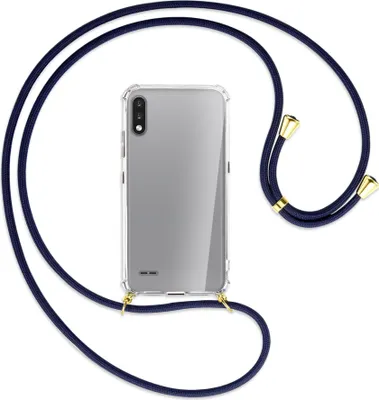 Produktbild von Handykette Backcover-Schutzhülle mit Band (Metall goldfarben) für LG K22 LMK200 - dunkelblau